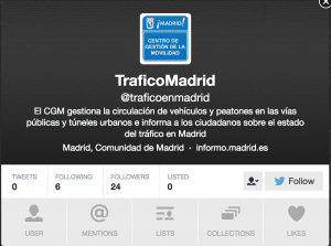 Cuenta de tráfico del Ayuntamiento de Madrid (infrautilizada)