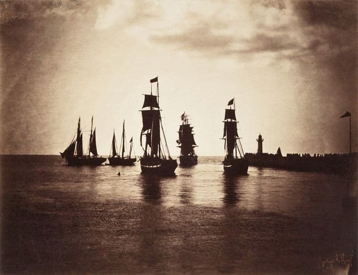 Daguerrotipo de barcos zarpando