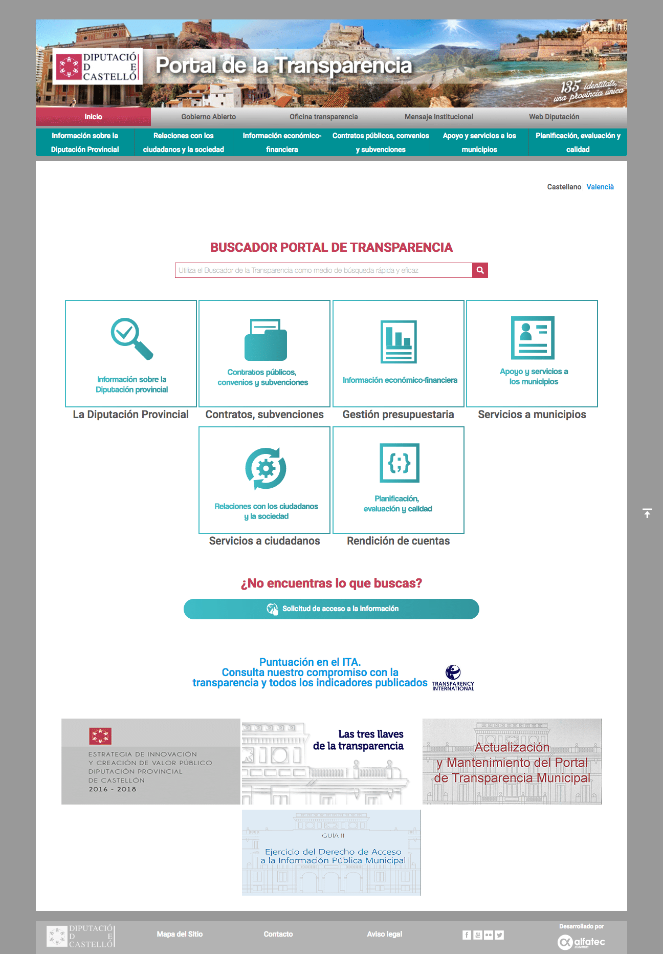 Nueva página principal del portal de transparencia de la Diputación de Castellón