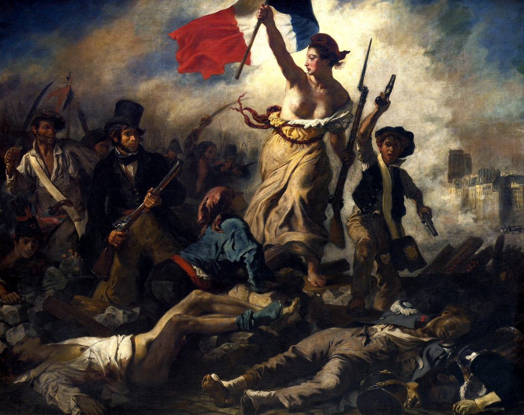 Cuadro de La Libertad Guiando al Pueblo de Delacroix.