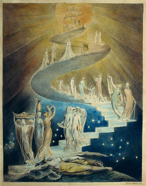 Cuadro de la escalera de Jacob de William Blake. 
