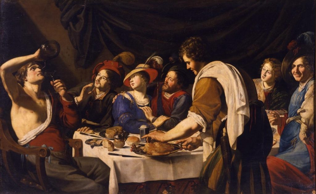 Cuadro Banquete Romano de  Bartolomeo Manfredi. 