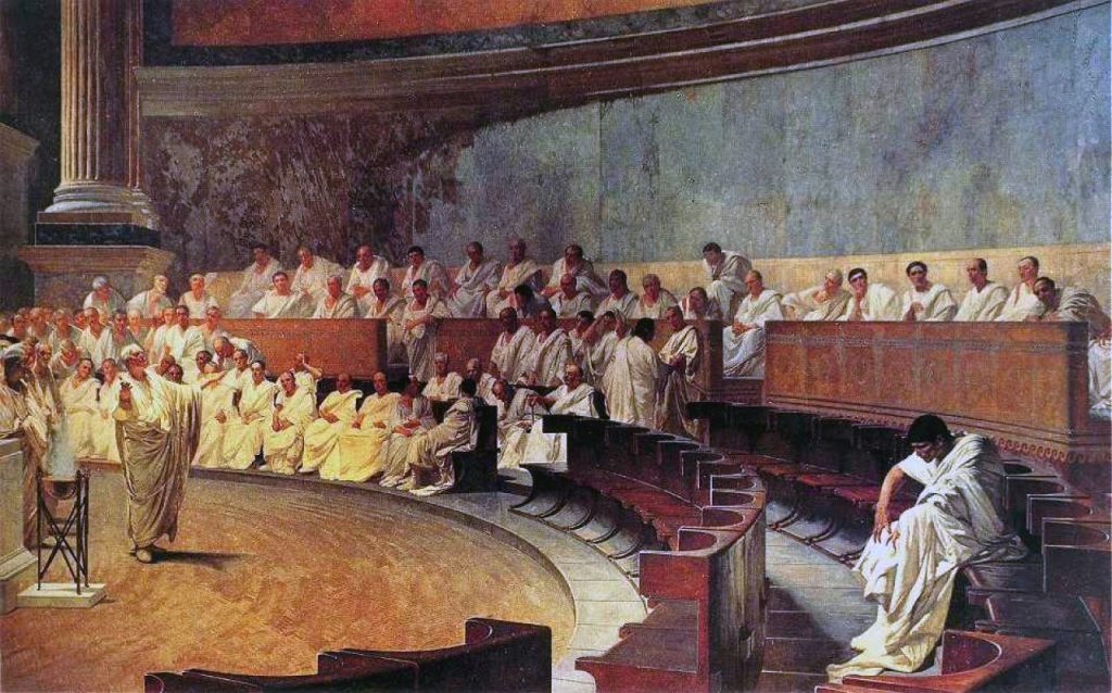 Cuadro de Cicerón dirigiéndose al Senado