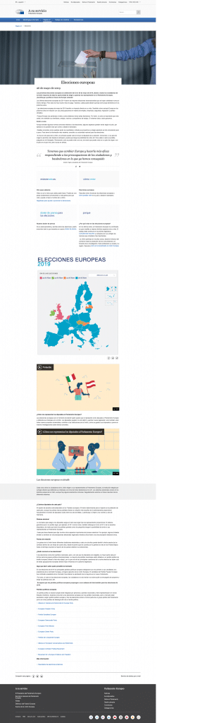 Página principal de las elecciones en la web del parlamento europeo. 