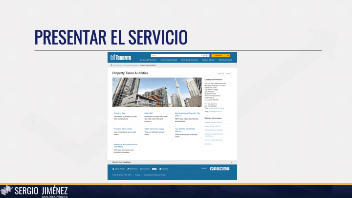Tipos de servicios proactivos digitales 1, en la página del Ayuntamiento de Toronto
