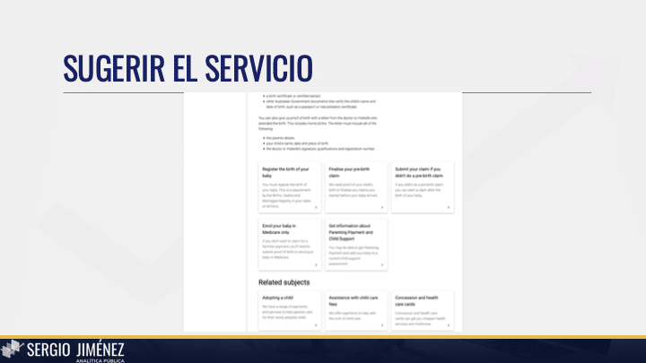 Tipos de servicios proactivos digitales 2, en la página del gobierno australiano