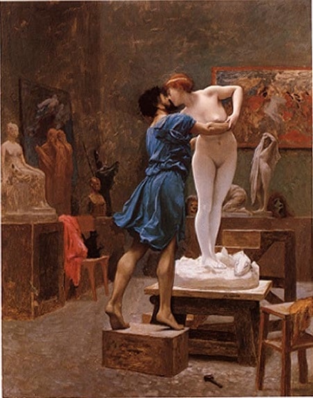 Cuadro de Pigmalion besando a Galatea 