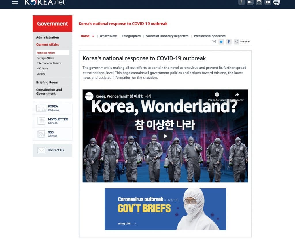 contenido de Corea del Sur