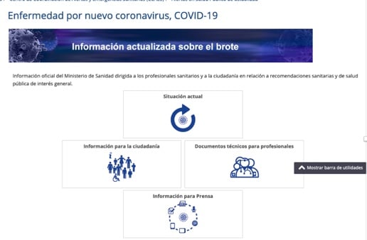 Webs gubernamentales del Covid19: España