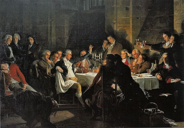 Cuadro de El último Banquete de los Girondinos de Philippoteaux, ilustra este post sobre los portales de transparencia de los partidos políticos