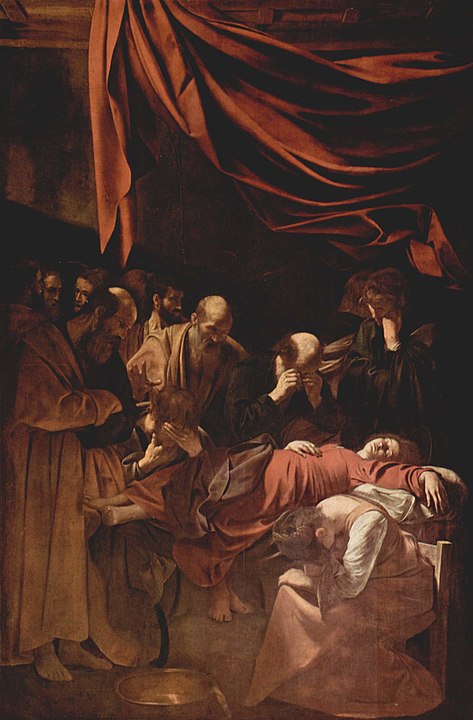 el cuadro "Muerte de la Virgen" de Caravaggio ilustra este artículo de Carolina Hernandez Roig