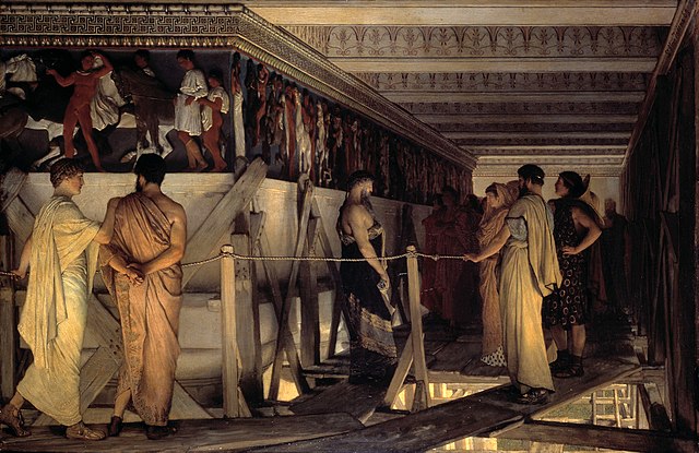 el cuadro Fidias enseña a Pericles los frisos del Partenon ilustra este artículo sobre la estratgia del gobierno y eAdministración