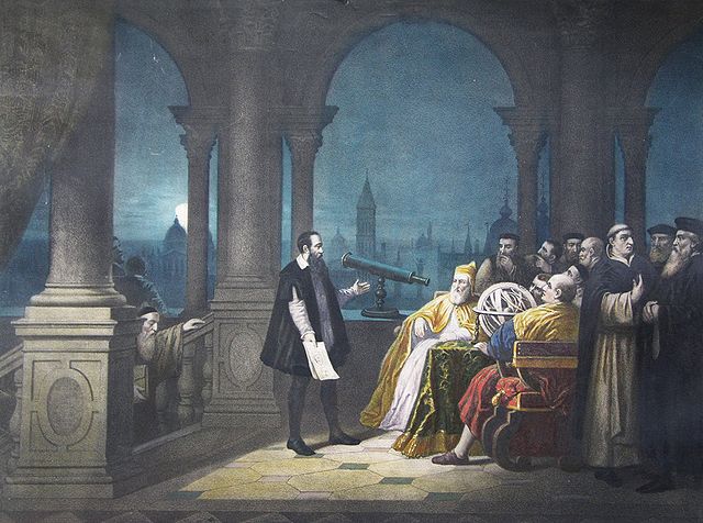 Galileo explicando su telescopio de Leonardo Donato ilustra este post sobre el observatorio de gobierno abierto