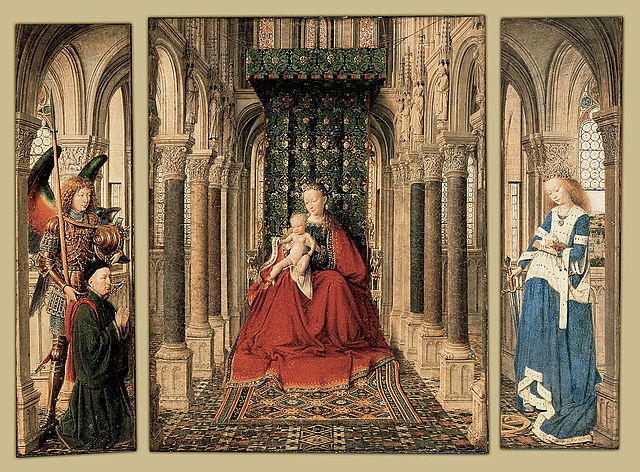 El retablo Triptych of Mary and Child, St. Michael, and the Catherine de Van Eyck ilustra este artículo sobre eAdministración en Países Bajos