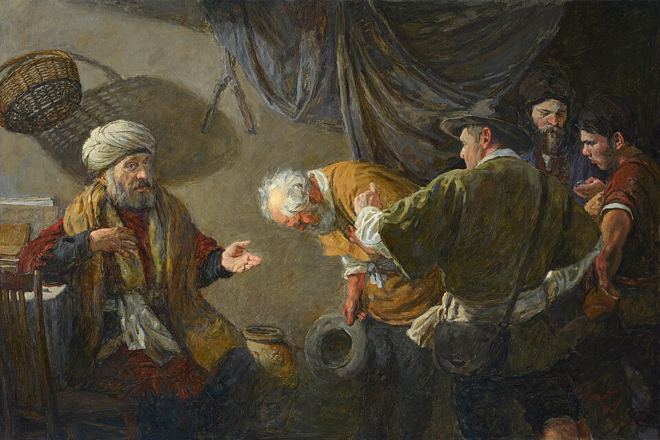 La obra "la parábola de los trabajadores del viñedo" de Mironov, ilustra el artículo sobre la IA y las Administraciones Públicas